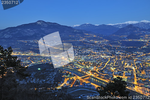 Image of Overview of Trento in night time 