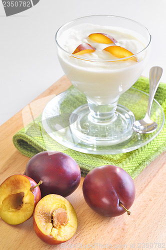 Image of yogurt and plums fruit 