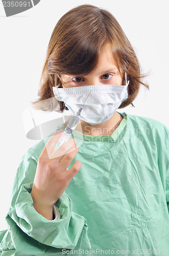 Image of girl in uniform giving injection