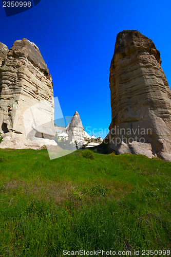 Image of Fairy chimneys rock formations. Turkey, Cappadocia, Goreme.