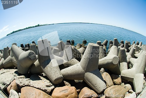 Image of Concrete breakwater of Baltic sea channel