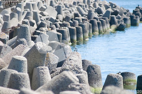 Image of Concrete breakwater of Baltic sea channel