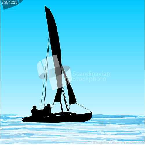 Image of Sailing catamaran silhouette