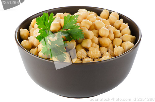 Image of Closeup of a bowl with boiled chickpeas