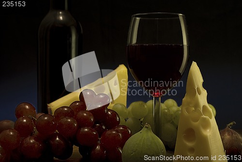 Image of Red wine, grape, cheese I