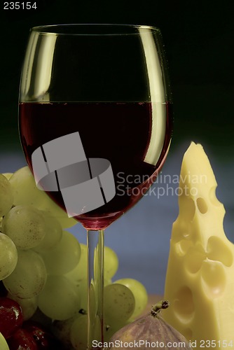 Image of Red wine, grape, cheese II