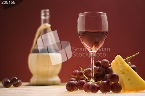 Image of Red wine, grape, cheese III