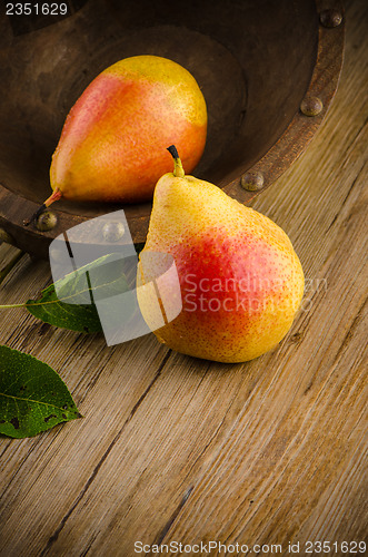 Image of Pears in a Wood Bowl