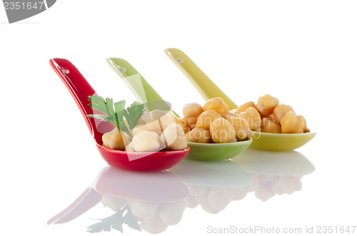 Image of chickpeas over spoons