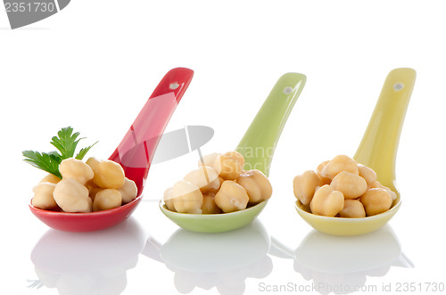 Image of chickpeas over spoons