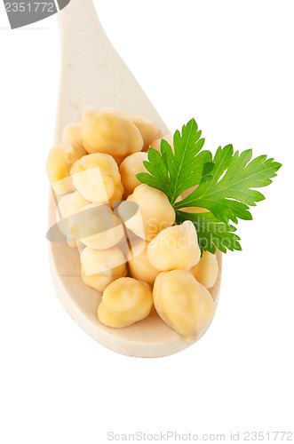 Image of chickpeas over spoon 