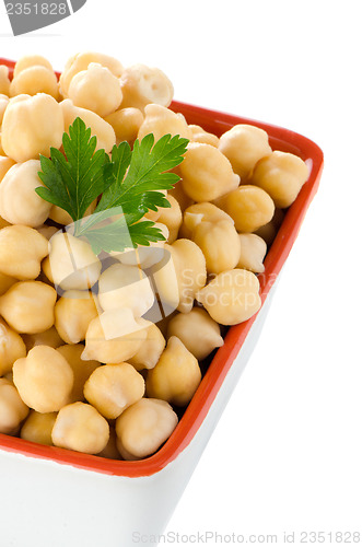 Image of Closeup of a bowl with boiled chickpeas