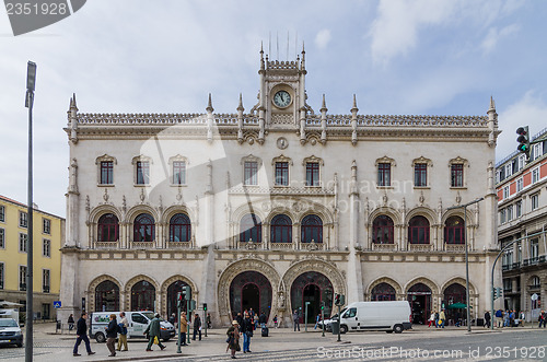 Image of Rossio Railway Station facade in Lisbon