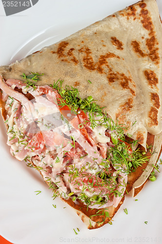 Image of pancakes with ham