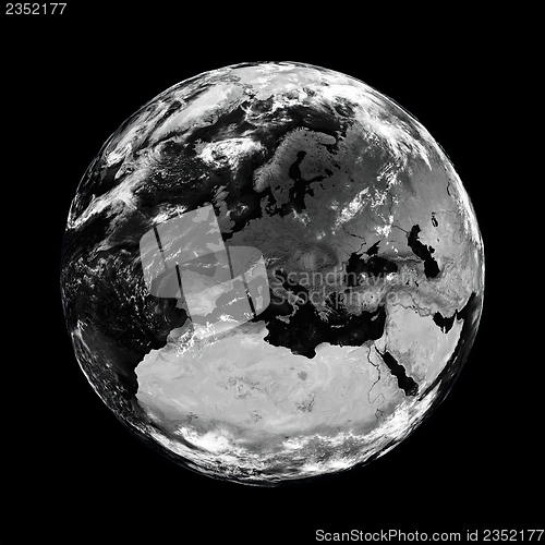 Image of Europe on black Earth