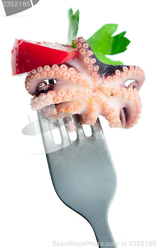 Image of octopus on a fork