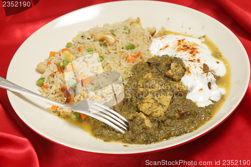 Image of Chicken saag with vegetable rice