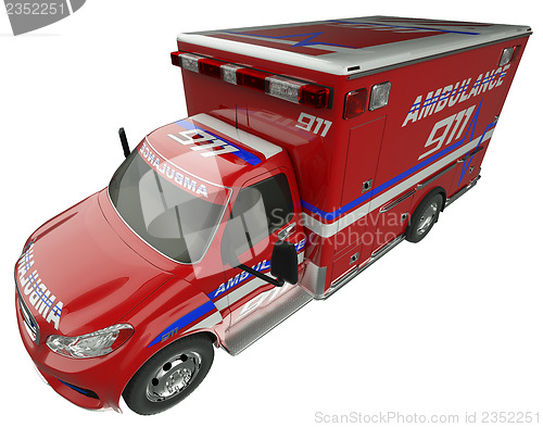 Image of Ambulance: Top Side view of emergency services vehicle isolated