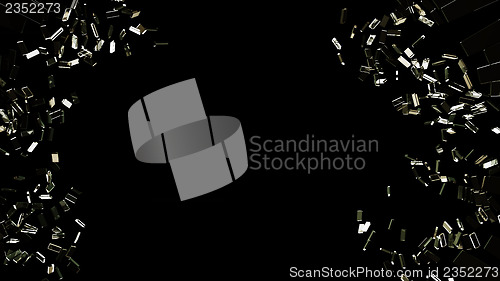 Image of Pieces of broken or  Shattered glass over black 