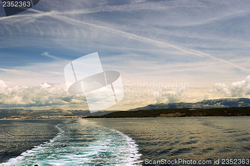 Image of Adriatic seascape with ship trace