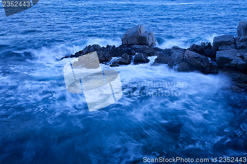 Image of blue rocky and the waves