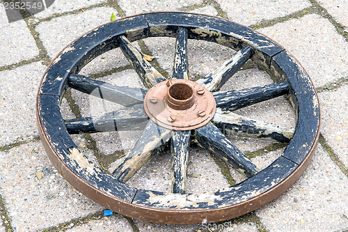 Image of old cart wheel