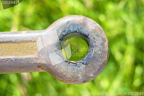 Image of tow-bar of an old trailer