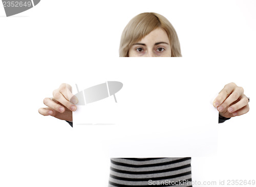 Image of Woman holding a paper