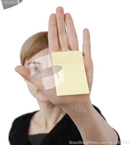 Image of Woman and post it