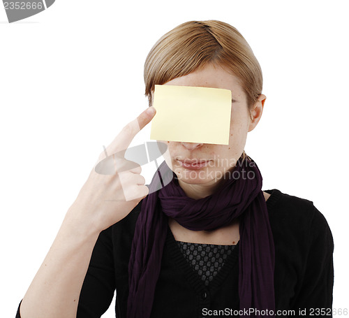 Image of Woman and post it