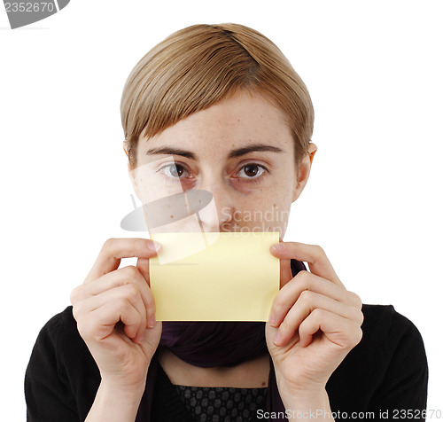 Image of Woman and post it