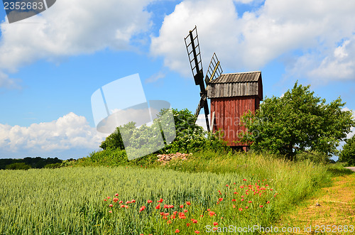 Image of Old red windmill
