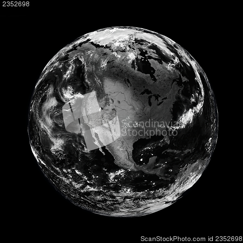 Image of North America on black Earth