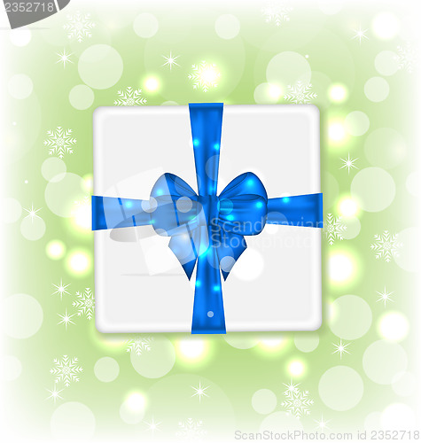 Image of Gift box with blue bow for your party