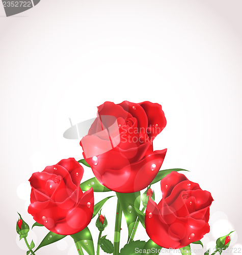 Image of Three roses for design wedding card