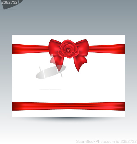 Image of Celebration card with gift bow and rose