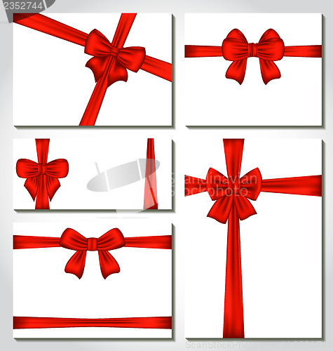 Image of Set of red gift bows for design packing