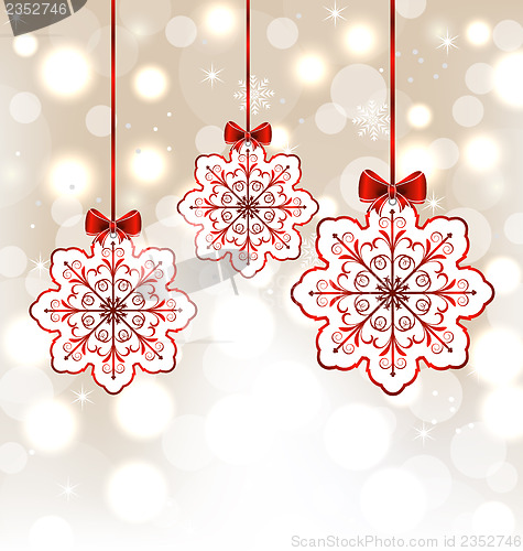 Image of Winter decoration with snowflakes and bows