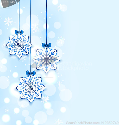 Image of Christmas three snowflakes with bows