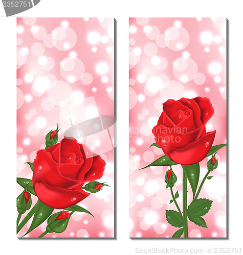 Image of Set of beautiful cards with red roses