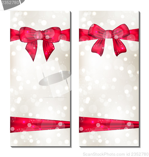 Image of Set of cute cards with gift bows