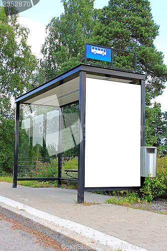 Image of Urban Bus Stop Shelter with Blank Billboard