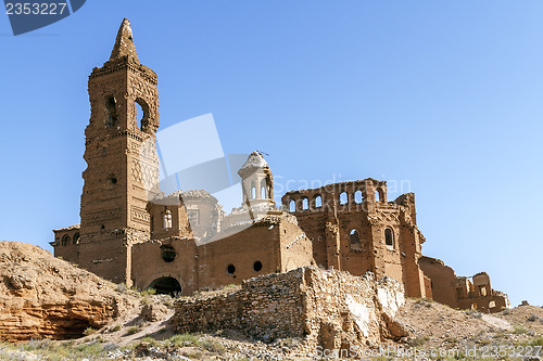 Image of Belchite village destroyed in a bombing during the Spanish Civil War 