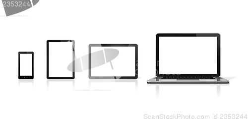 Image of Laptop, mobile phone and digital tablet pc