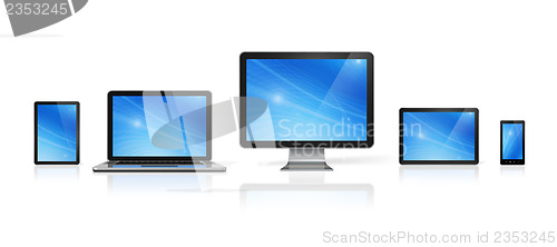 Image of computer, laptop, mobile phone and digital tablet pc