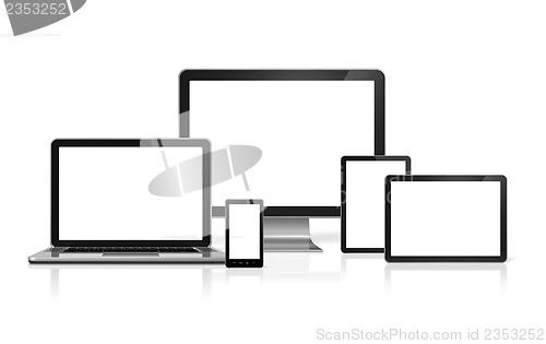 Image of computer, laptop, mobile phone and digital tablet pc