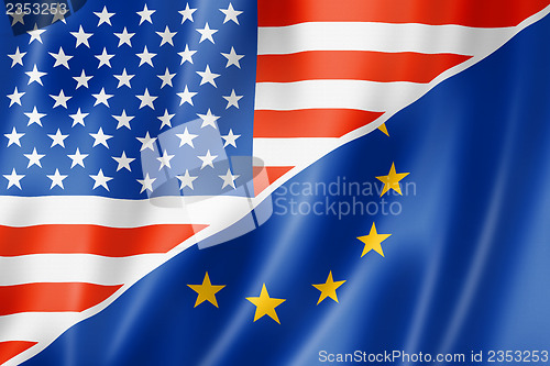 Image of USA and Europe flag