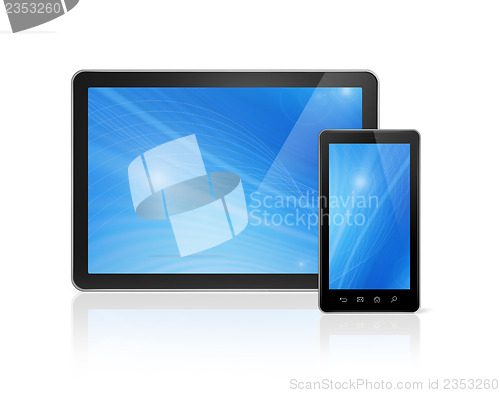 Image of mobile phone and digital tablet pc