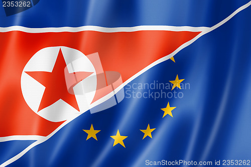 Image of Europe and North Korea flag