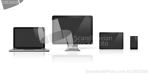 Image of computer, laptop, mobile phone and digital tablet pc
